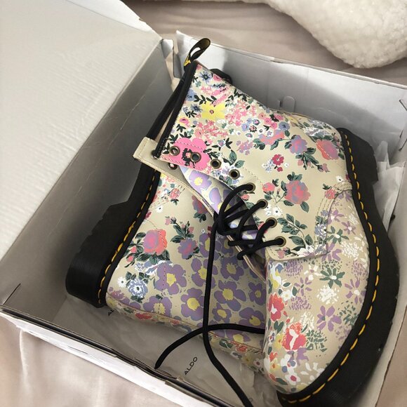 Dr. Martens 1460 Floral Mash Up Leather Lace Up Boots - Picture 1 of 5
